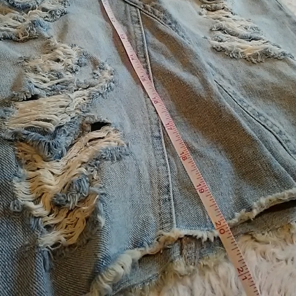 Free People lightwashed distressed jean skirt - Picture 2 of 5